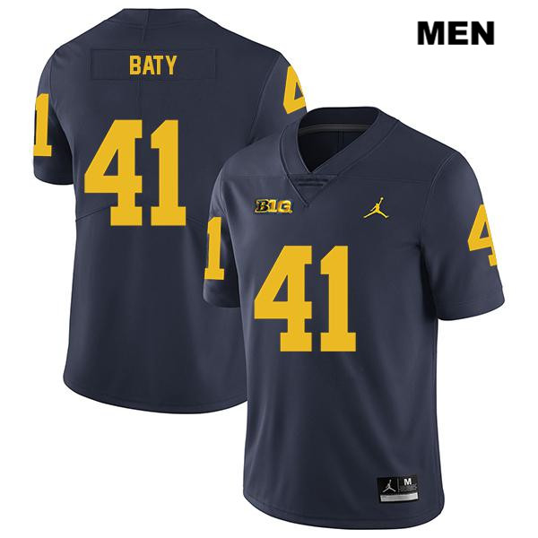 Men's NCAA Michigan Wolverines John Baty #41 Navy Jordan Brand Authentic Stitched Legend Football College Jersey QQ25T61NC